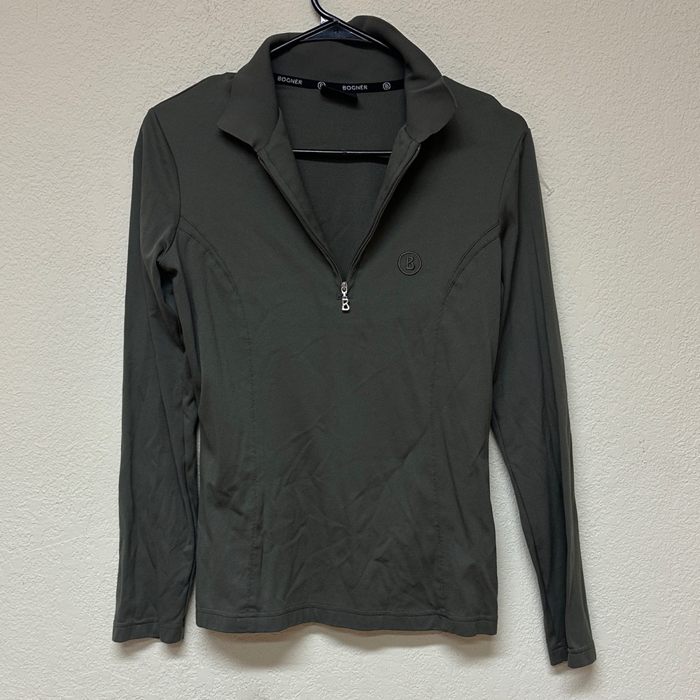 Bogner womans Olive Long Sleeve athletic pullover size S